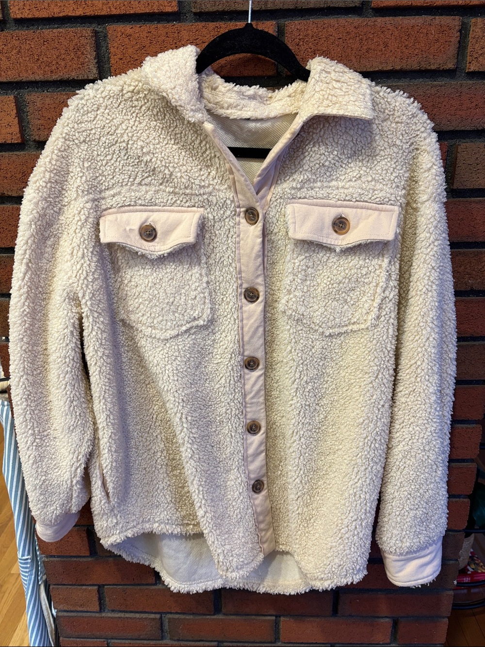 Cozy Sherpa Button-Front Shacket - Cream